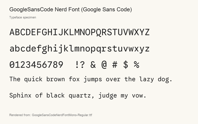 Typeface specimen rendered from the distributed font