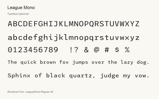 Typeface specimen rendered from the distributed font