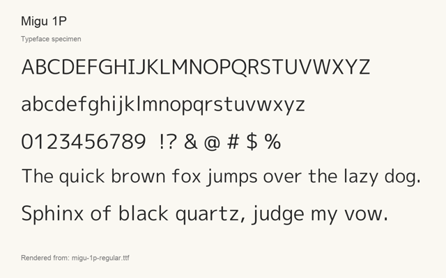 Typeface specimen rendered from the distributed font