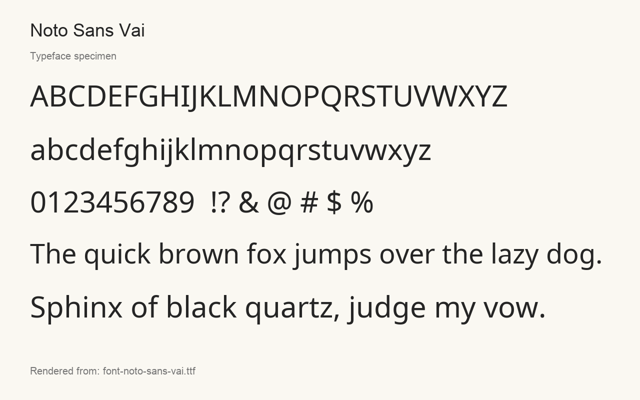 Typeface specimen rendered from the distributed font